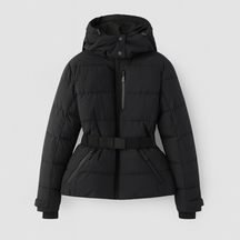 Belted Hooded Quilted Puffer Jacket For Women | Nyrelle