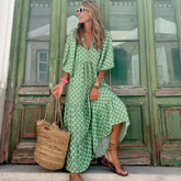 Bohemian Puff Sleeve Long Dress For Women | Isalora
