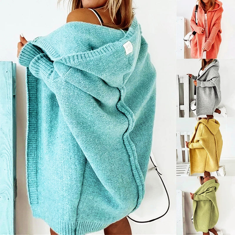 Oversized Hooded Knit Cardigan For Women | Alessandra
