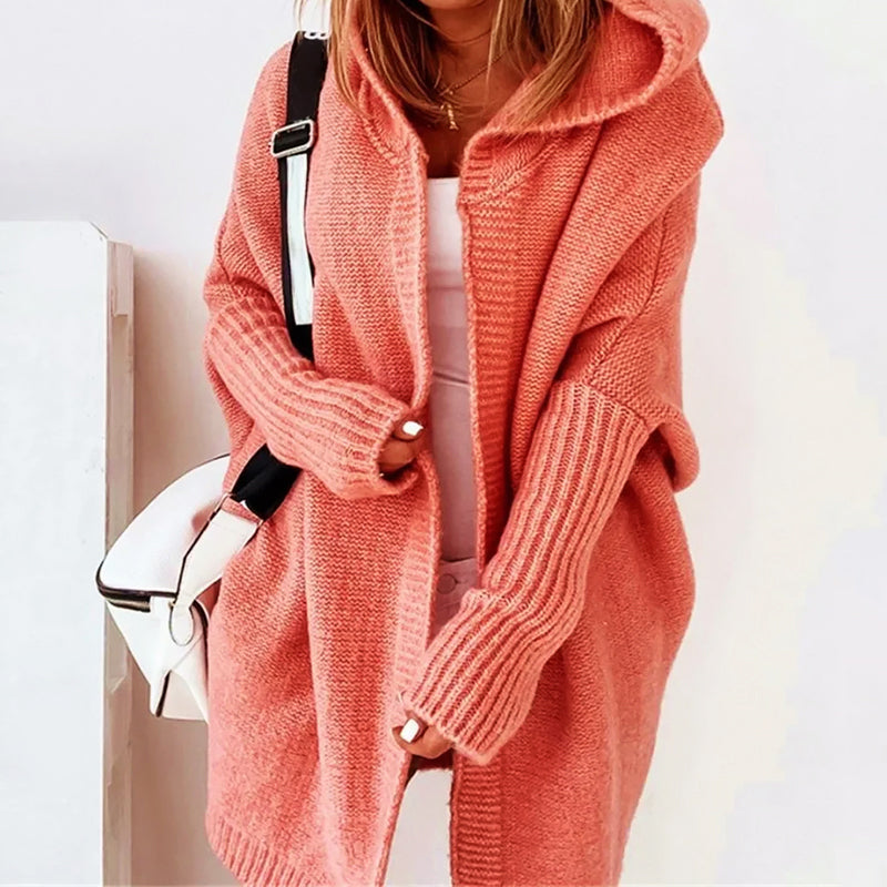 Oversized Hooded Knit Cardigan For Women | Alessandra