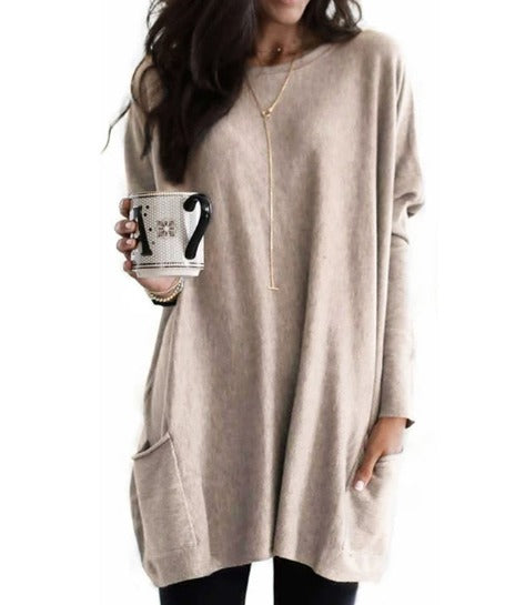 Relaxed Long Sleeve Pocket Tunic For Women | Mirelith