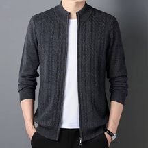 Zip Neck Ribbed Cardigan for Men | Evander