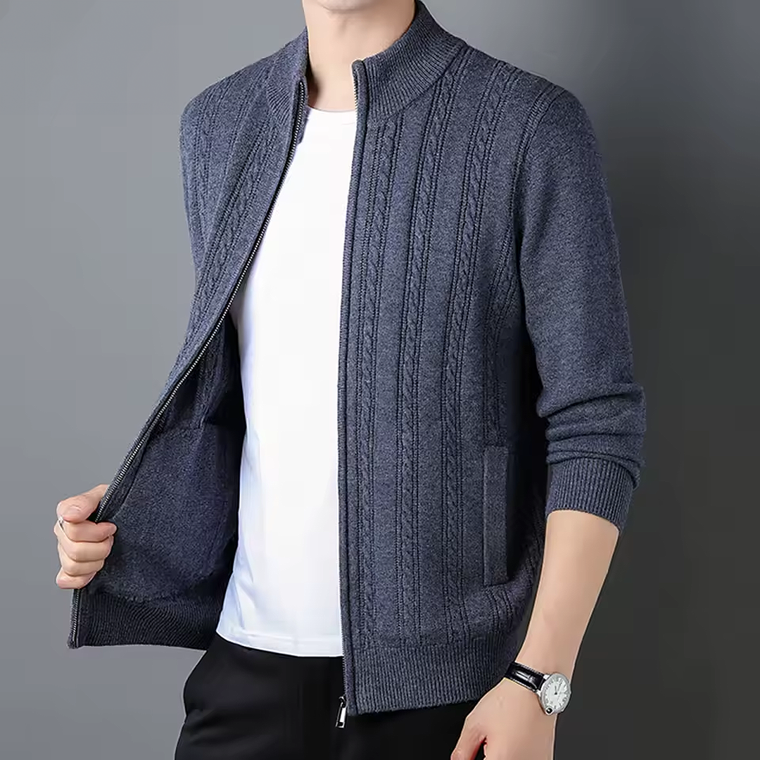 Zip Neck Ribbed Cardigan for Men | Evander