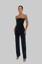 Strapless Glitter Full Length Jumpsuit For Women | Arlisse