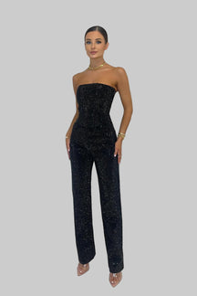Strapless Glitter Full Length Jumpsuit For Women | Arlisse