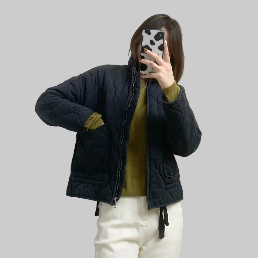 Quilted Zip Front Jacket For Women | Mirelda