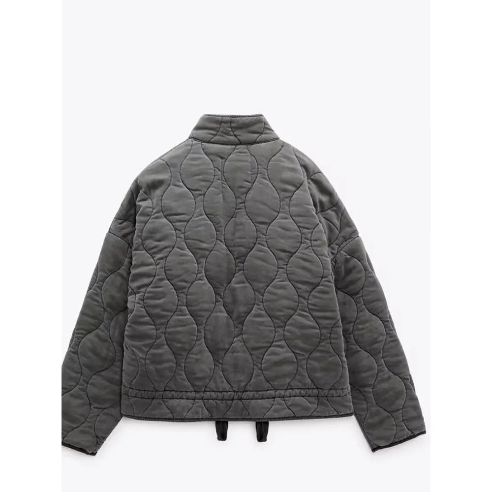 Quilted Zip Front Jacket For Women | Mirelda