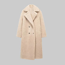 Long Double Breasted Textured Coat For Women | Caldria
