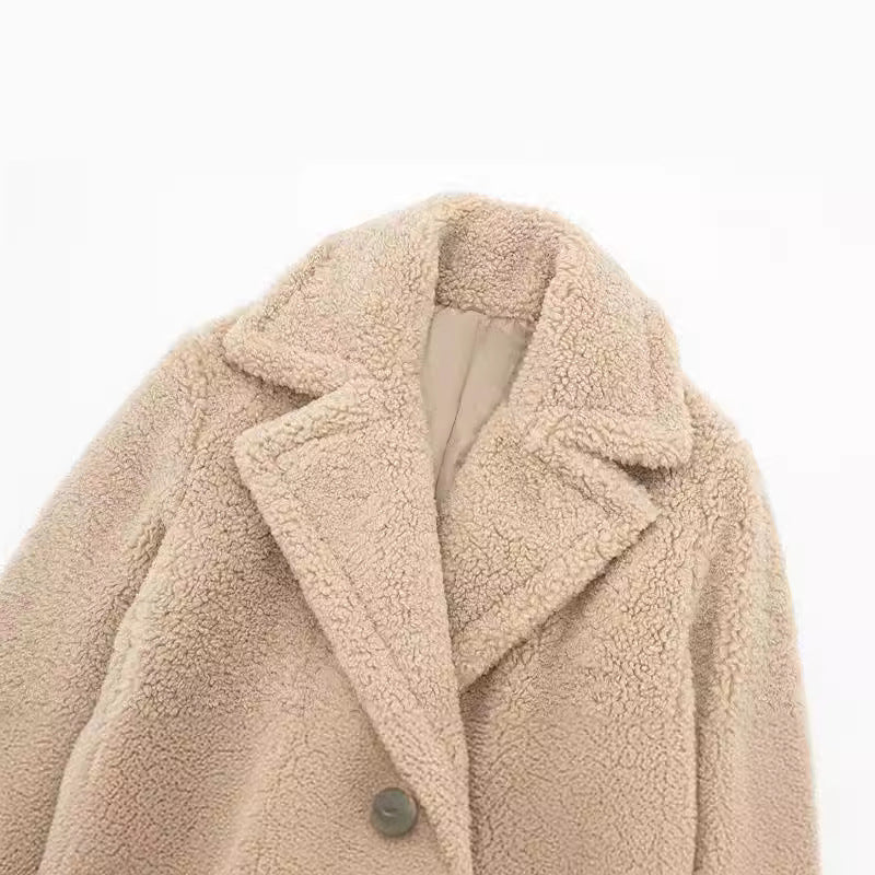 Long Double Breasted Textured Coat For Women | Caldria