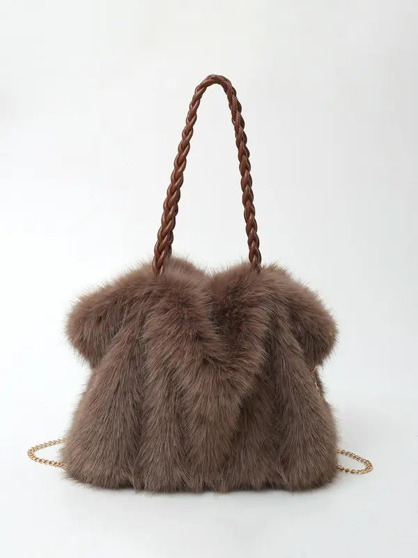Plush Shoulder Tote Bag For Women | Ellie
