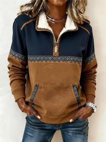 Colour Block Zip Neck Sweater for Women | Marlowe