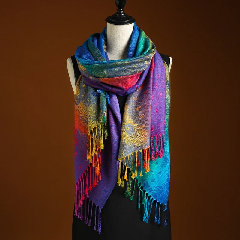 Gradient Fringe Wrap Scarf for Women | Elowen
