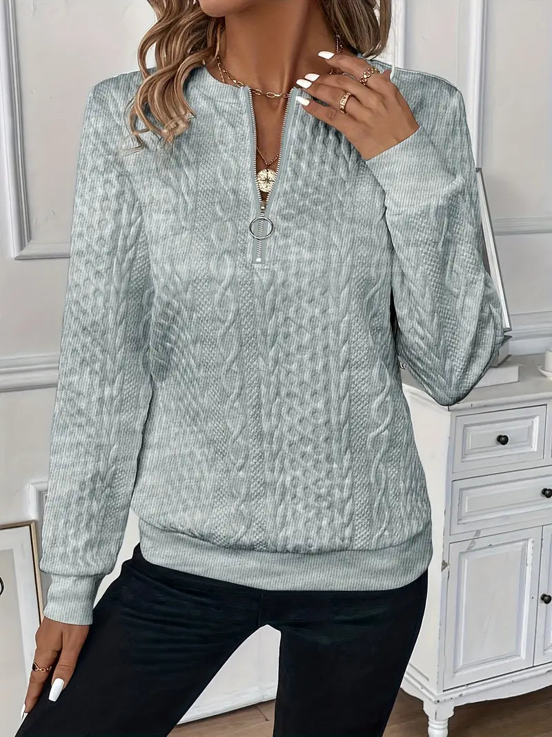 Half Zip Casual Sweater For Women | Lioraelle