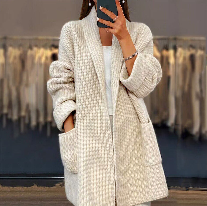 Oversized Open Front Cardigan For Women | Elowara