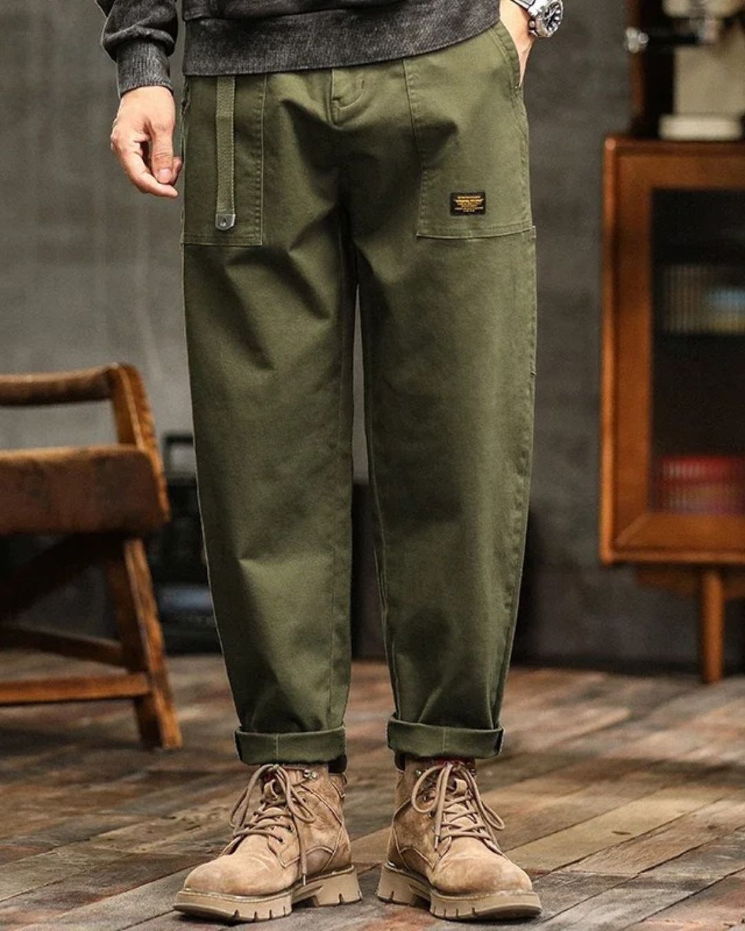 Vintage Straight-Leg Cargo Trousers For Men | Harrison