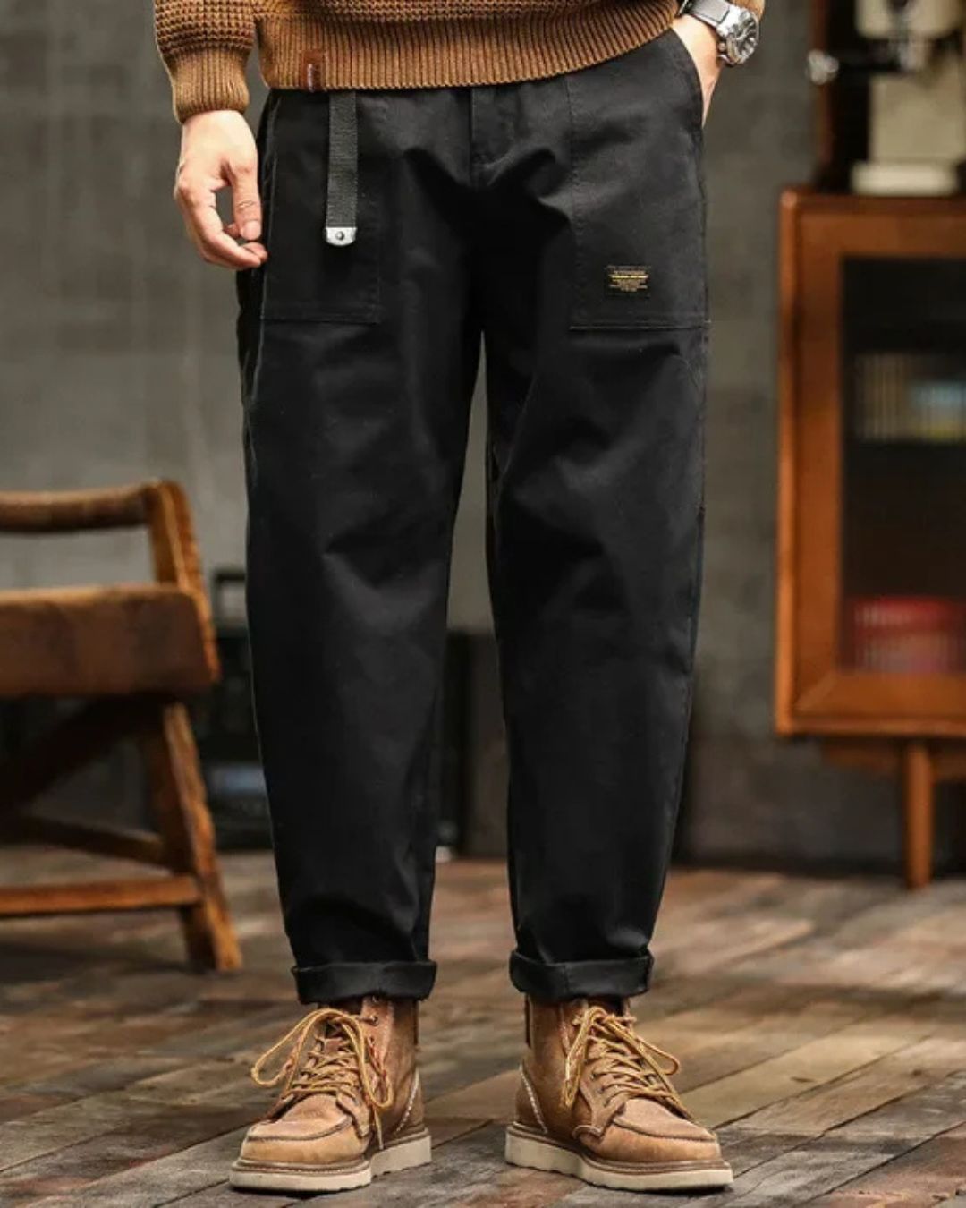 Vintage Straight-Leg Cargo Trousers For Men | Harrison