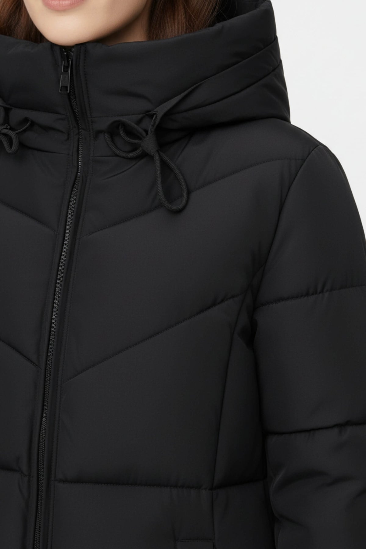 Long Hooded Quilted Puffer Coat For Women | Evelira