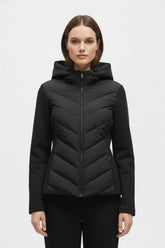 Hooded Chevron Quilted Puffer Jacket For Women | Selvara
