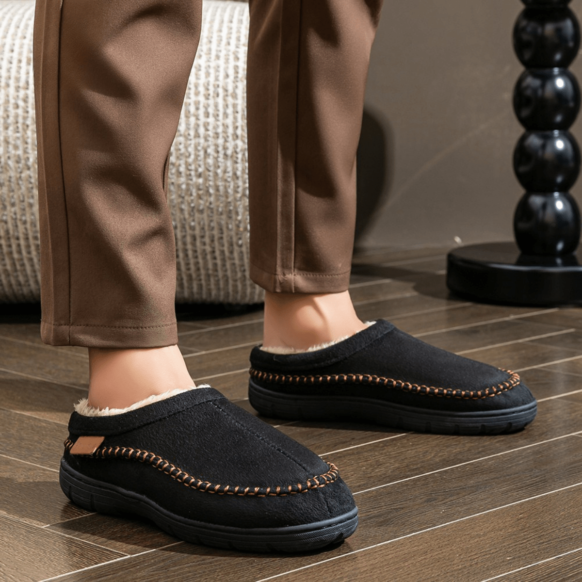 Lined Moccasin Style Slippers For Men | Coren