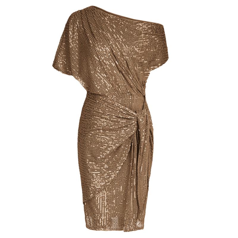 Elegant Off Shoulder Sequin Bodycon Dress For Women | Ariselle
