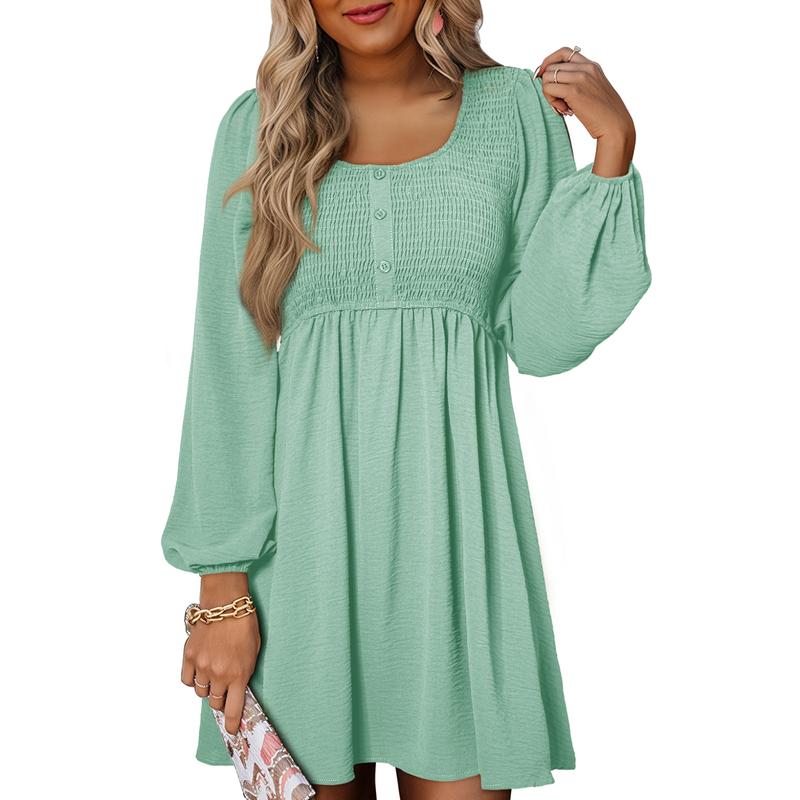 Casual Smocked Empire Waist A Line Dress For Women | Clarimelle