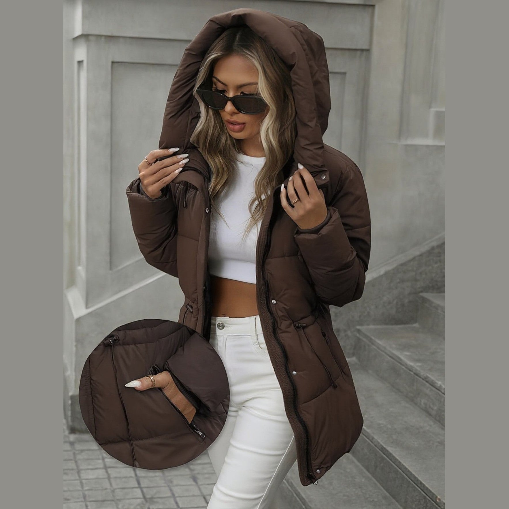 Oversized Hooded Puffer Jacket For Women | Celestine