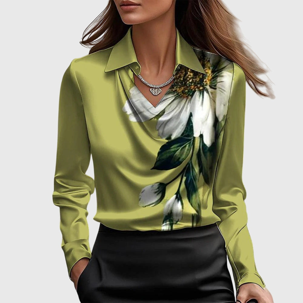 Draped Neck Elegant Blouse For Women | Vivienne
