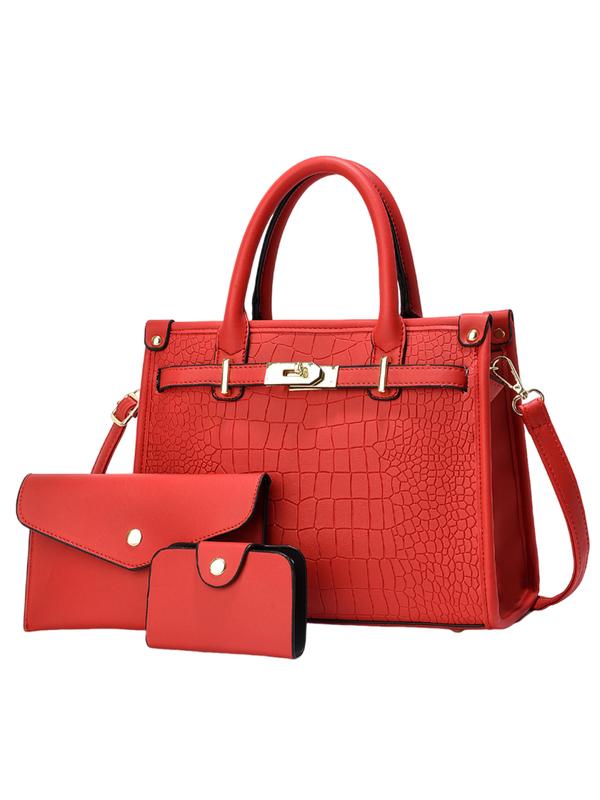 Crocodile Embossed Large Capacity Crossbody Handbag Set For Women | Valentinae