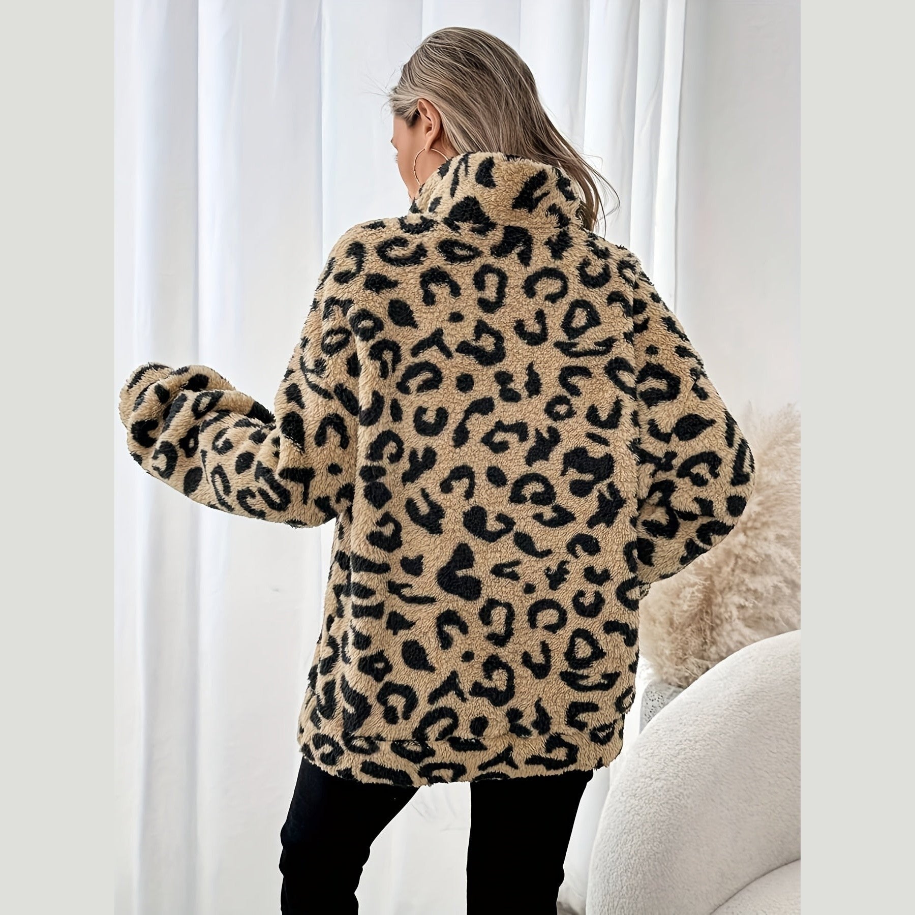 Leopard Print Zip Jumper For Women | Andrea
