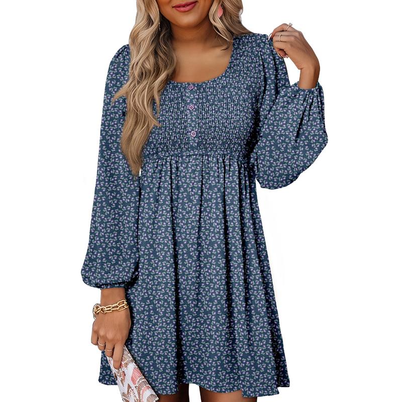 Casual Smocked Empire Waist A Line Dress For Women | Clarimelle