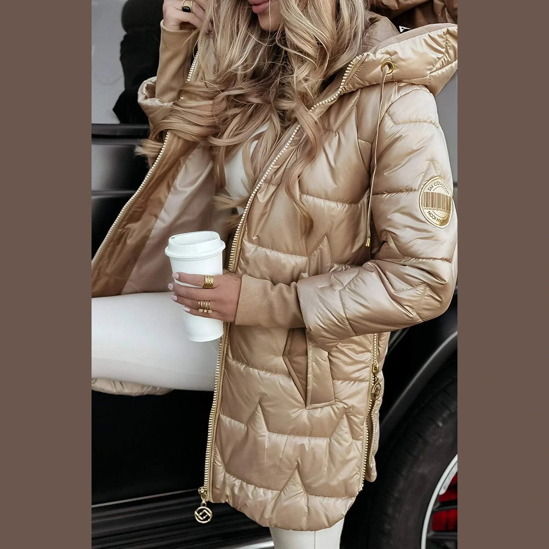 Long Quilted Hooded Coat For Women | Elen