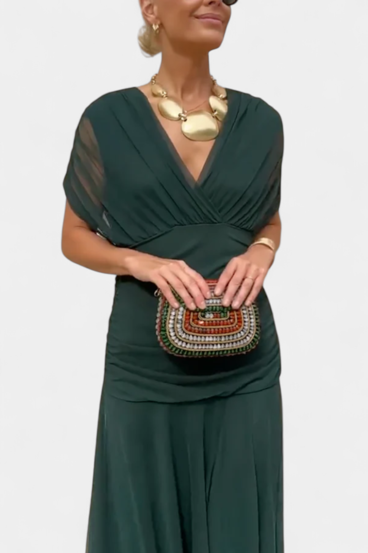 Elegant V Neck Maxi Dress For Women | Grace