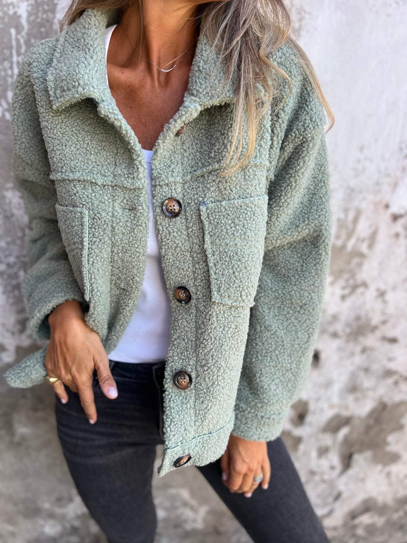 Button Front Textured Jacket for Women | Marielle