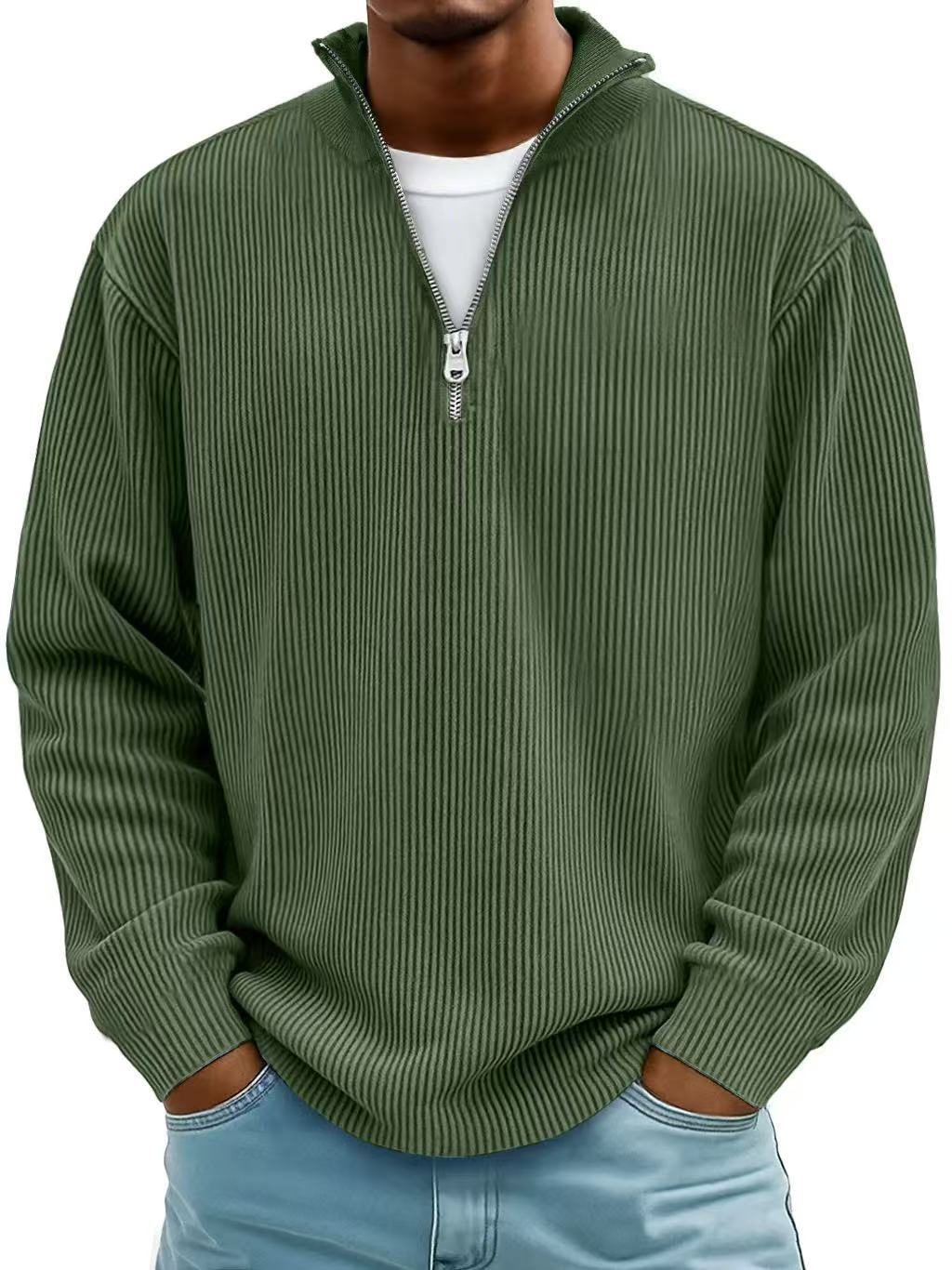 Half Zip Ribbed Sweater For Men | Dario