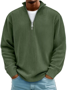 Half Zip Ribbed Sweater For Men | Dario