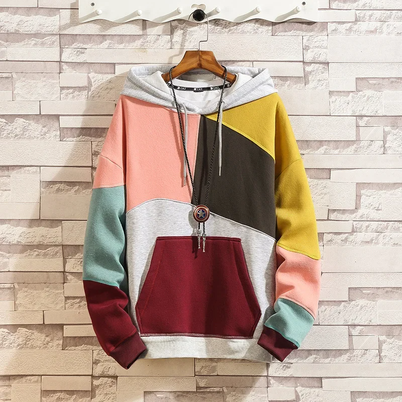 Colour Block Patchwork Hoodie for Men | Maverick