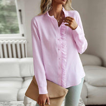 Ruffle Detail Long Sleeve Blouse For Women | Celestine