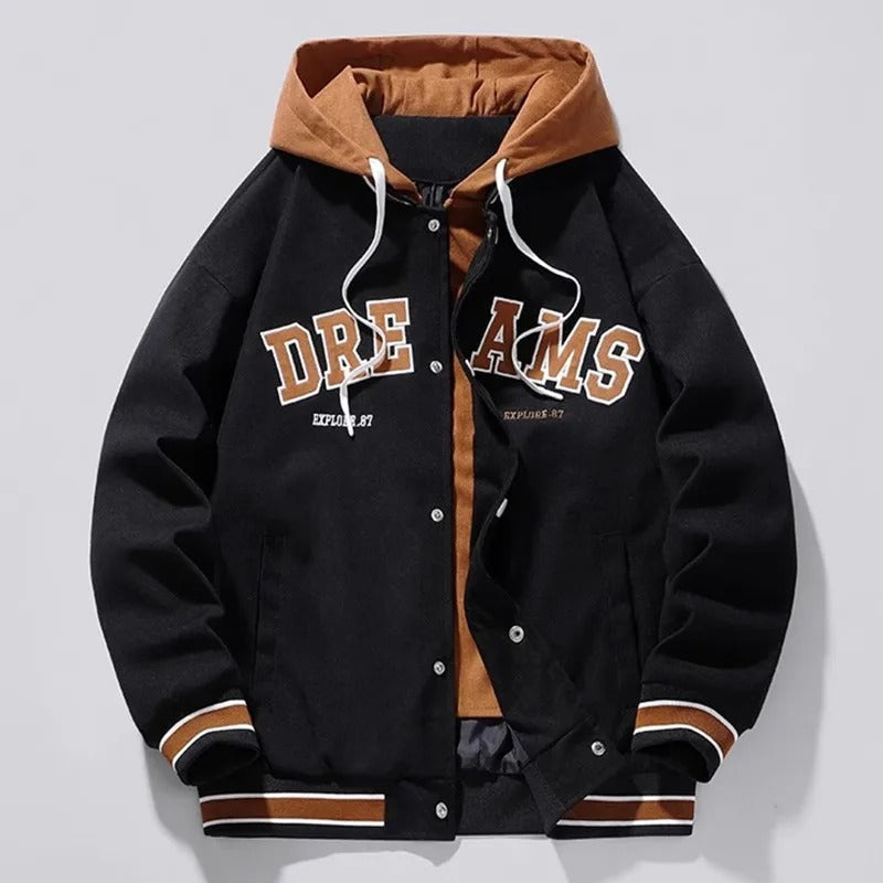 Hooded Varsity Style Jacket for Men | Beckford