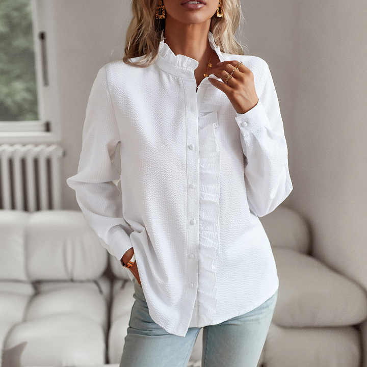 Ruffle Detail Long Sleeve Blouse For Women | Celestine