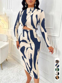 Colorblock Print Cut Out Bodycon Dress For Women | Zephyra