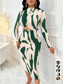 Colorblock Print Cut Out Bodycon Dress For Women | Zephyra